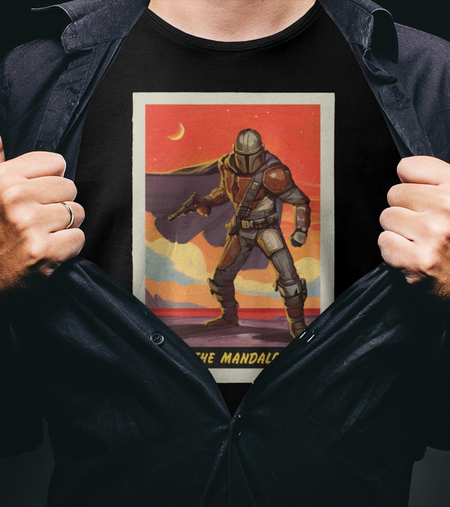 The Mandalorian Vintage Sunset Adventure Scene T-Shirt