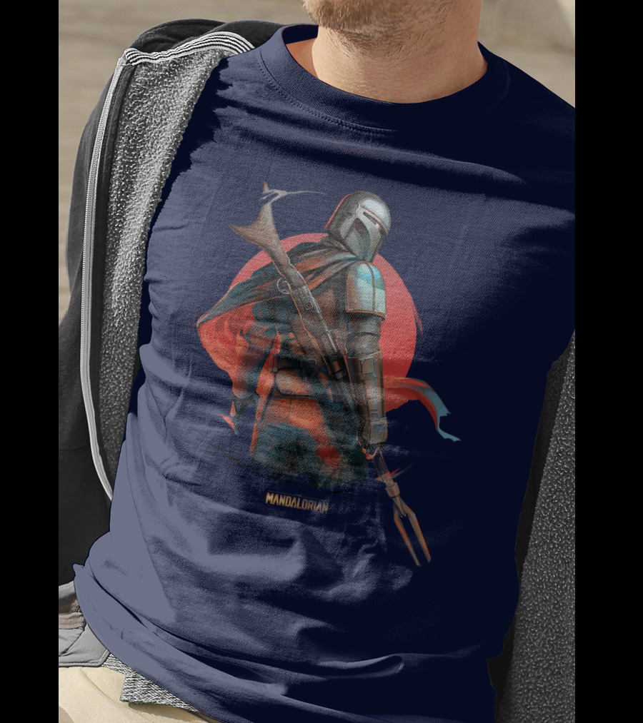 Mandalorian Warrior In Front Of Red Sun T-Shirt