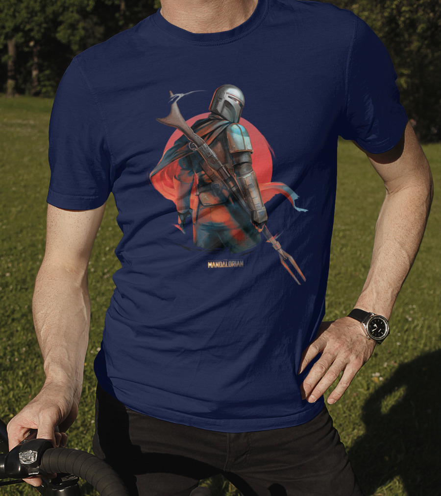 Mandalorian Warrior In Front Of Red Sun T-Shirt