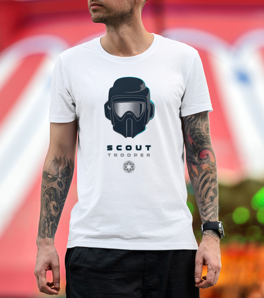 Scout Trooper Helmet With Galactic Empire Emblem T-Shirt