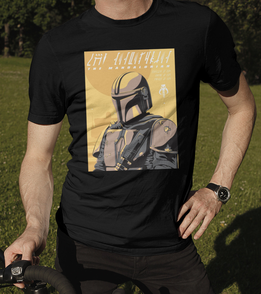 The Mandalorian Cell Shade Star Wars Bounty Hunter Art Deco T-Shirt