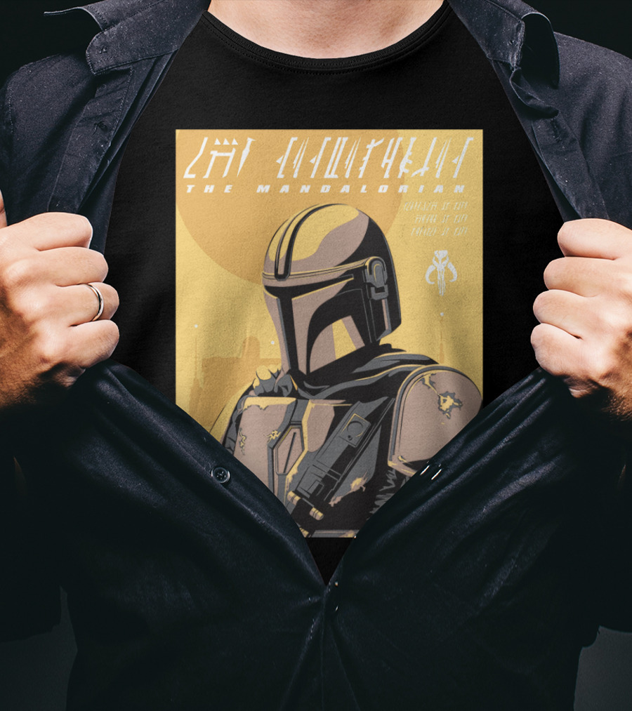The Mandalorian Cell Shade Star Wars Bounty Hunter Art Deco T-Shirt