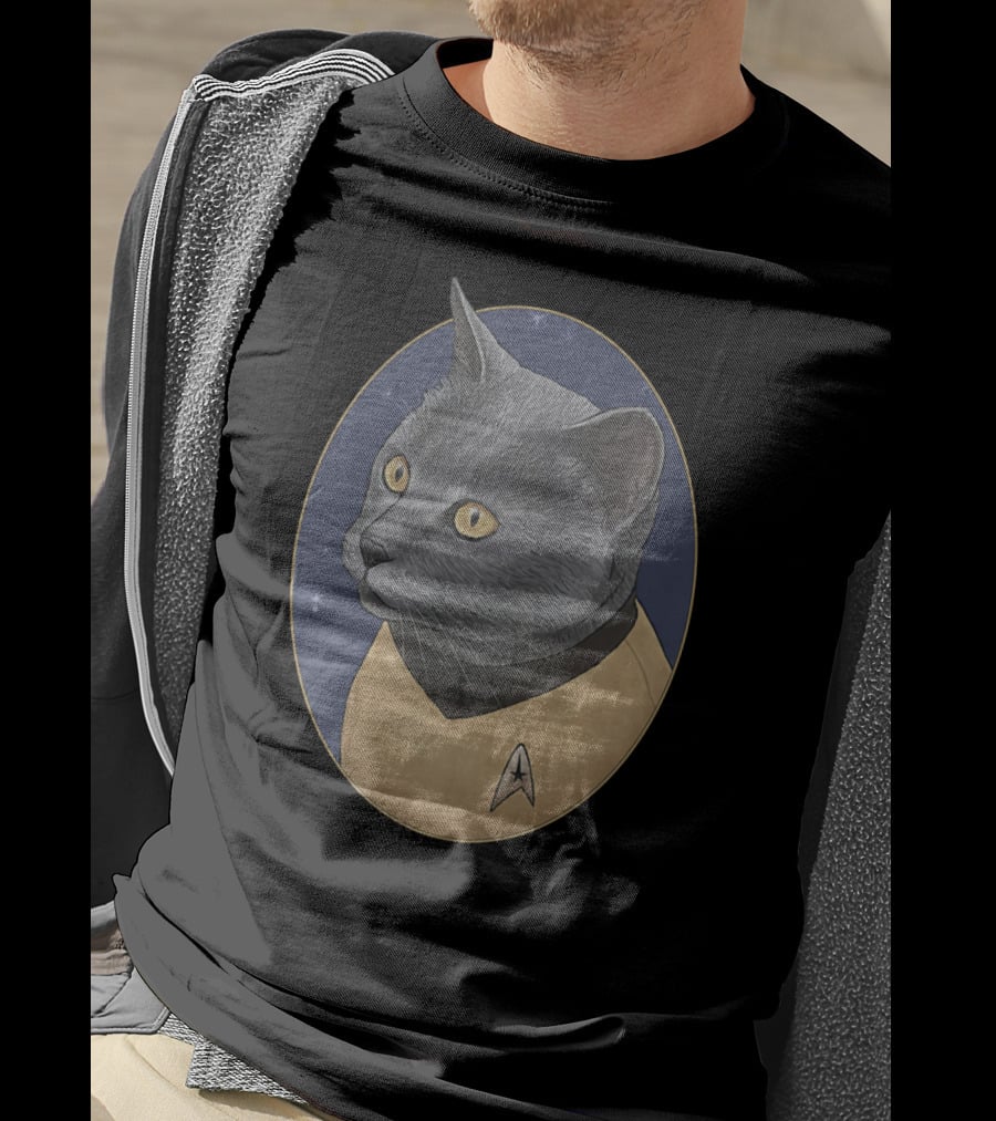 Star Trek Chekov Cat In Starfleet Uniform With Delta Badge T-Shirt