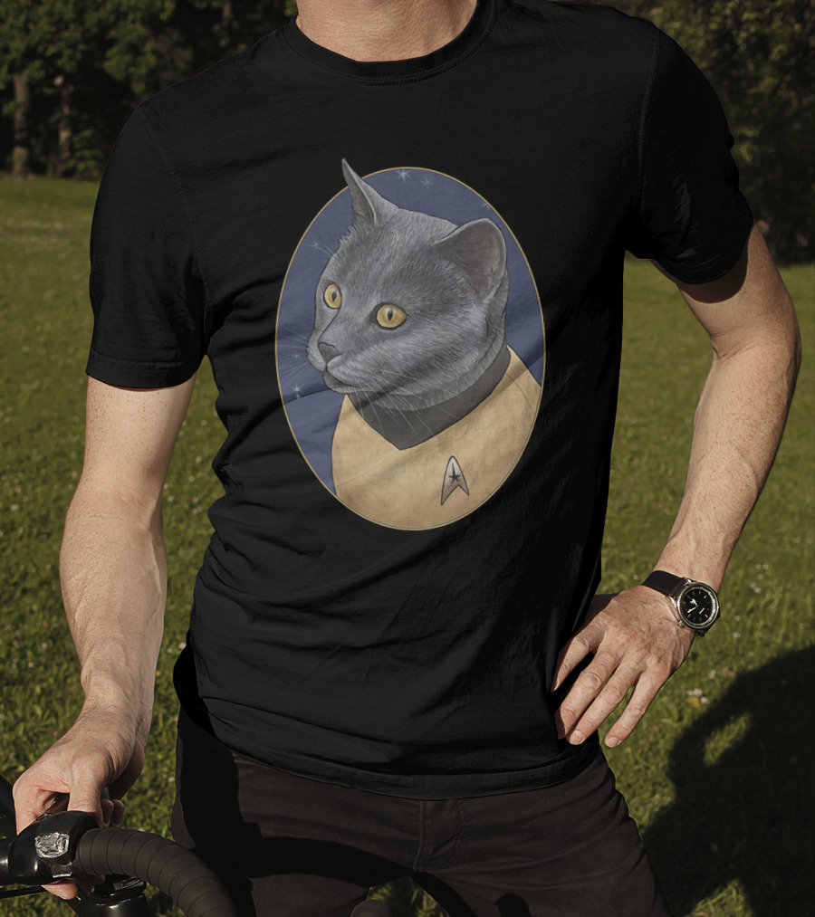 Star Trek Chekov Cat In Starfleet Uniform With Delta Badge T-Shirt