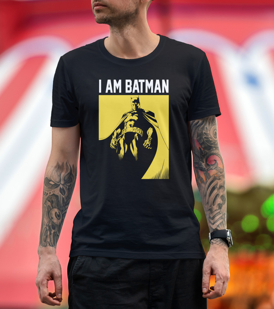 I Am Batman Yellow Black Bold Shadow T-Shirt