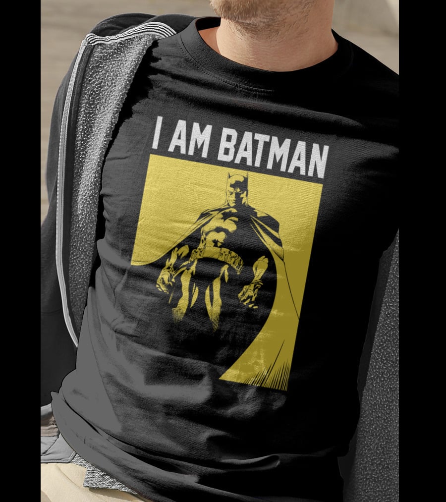 I Am Batman Yellow Black Bold Shadow T-Shirt