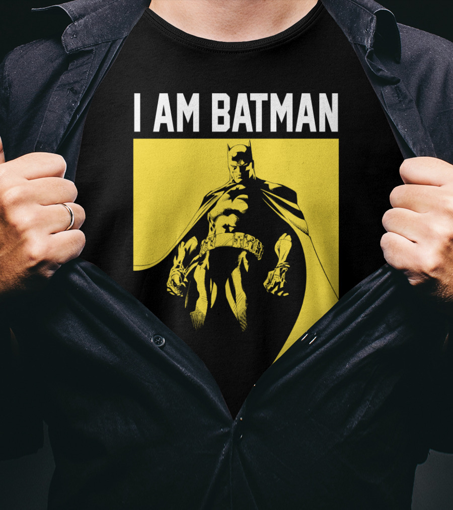 I Am Batman Yellow Black Bold Shadow T-Shirt