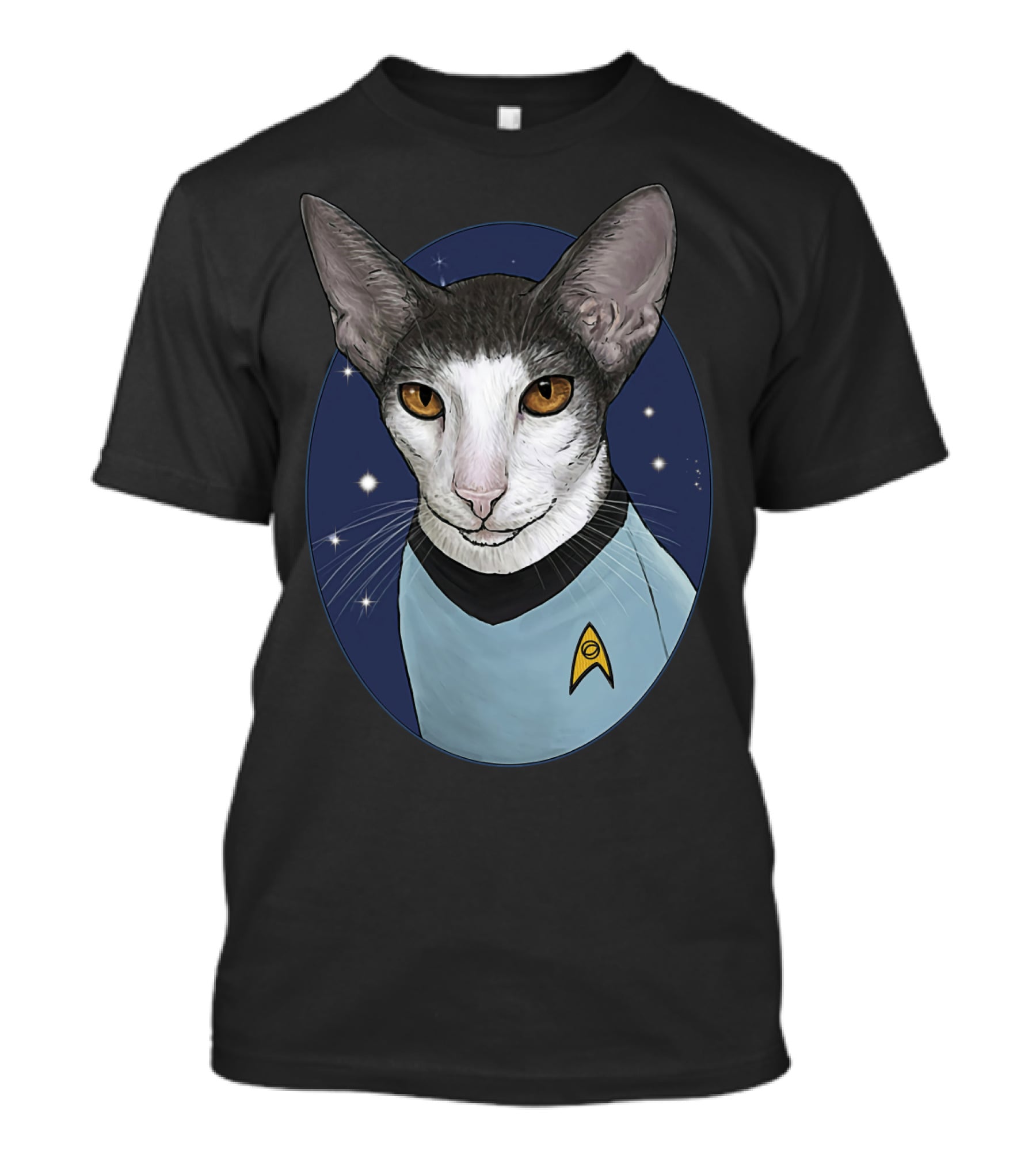 Star Trek Spock Cat With Starfleet Uniform And Vulcan Ears T-Shirt