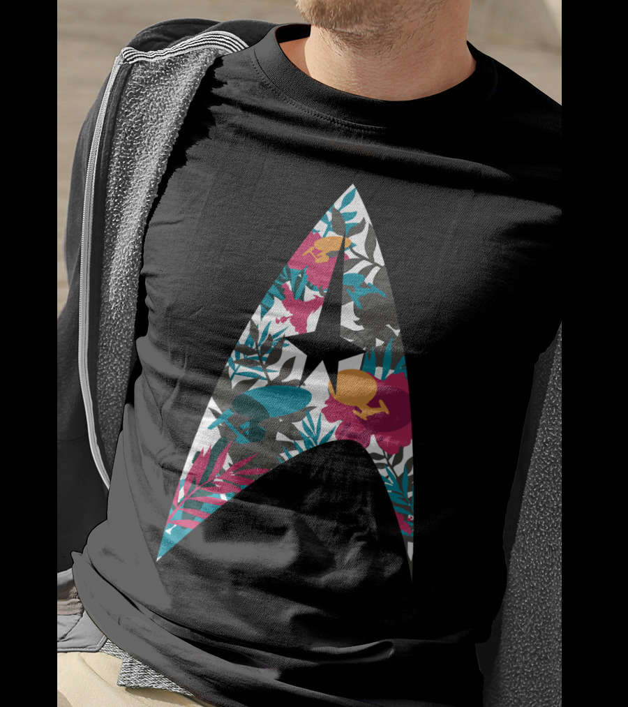Tropical Starfleet Star Trek Floral Badge T-Shirt