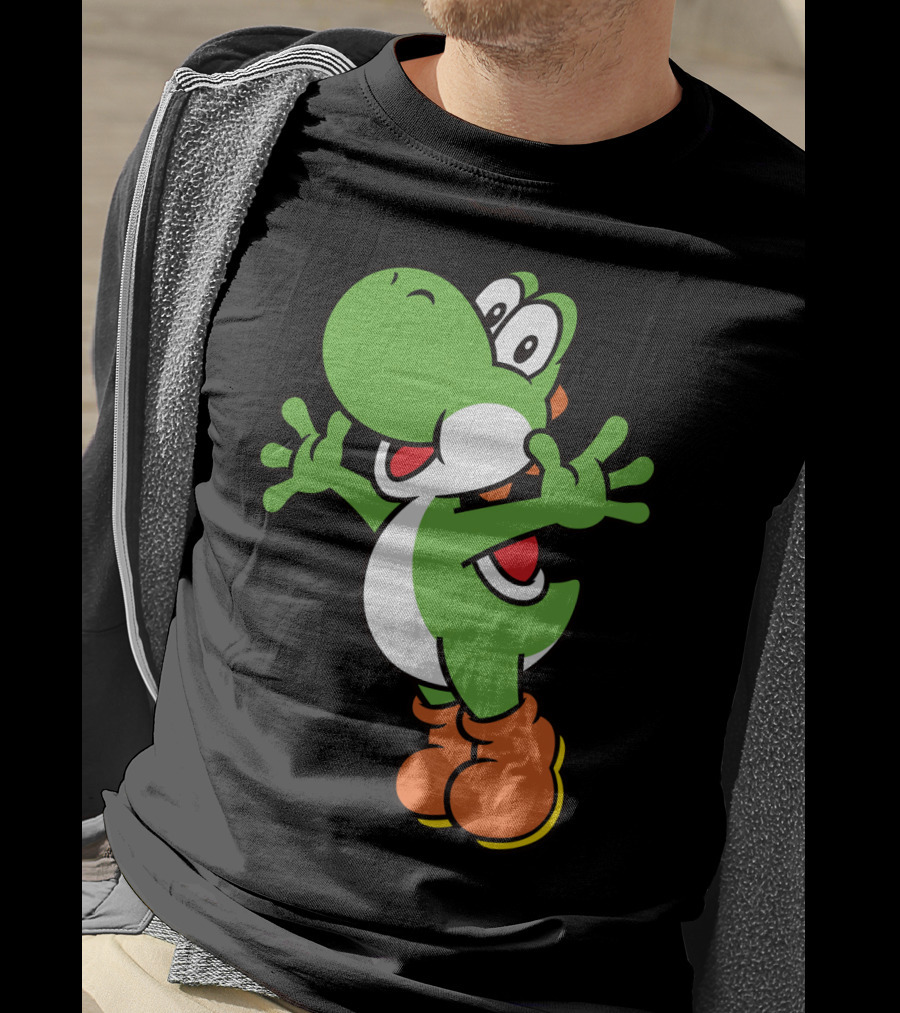 Yoshi Jump Green Dinosaur Iconic Character Image T-Shirt