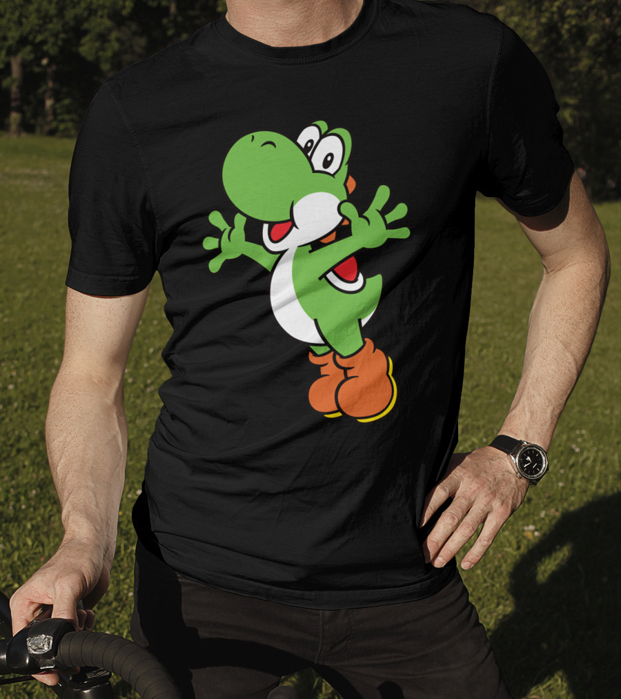 Yoshi Jump Green Dinosaur Iconic Character Image T-Shirt