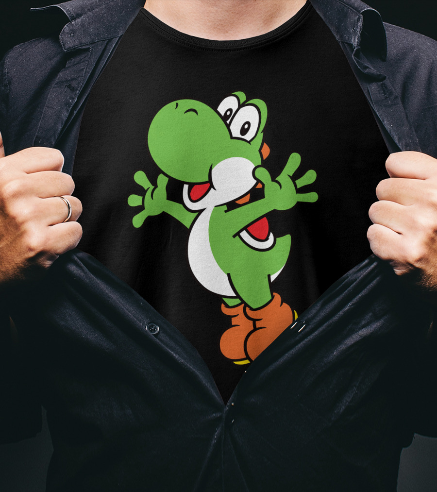 Yoshi Jump Green Dinosaur Iconic Character Image T-Shirt
