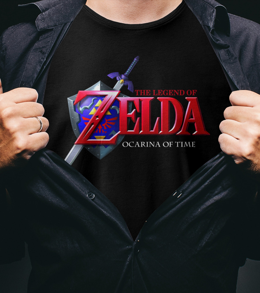 The Legend Of Zelda Ocarina Of Time Master Sword Hylian Shield Emblem T-Shirt