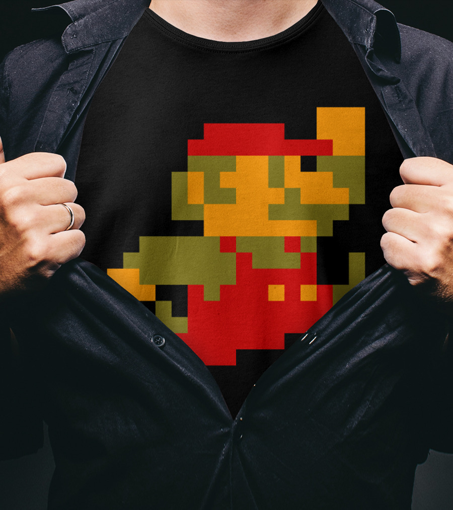 Classic 8-Bit Mario Pixel Art Character T-Shirt
