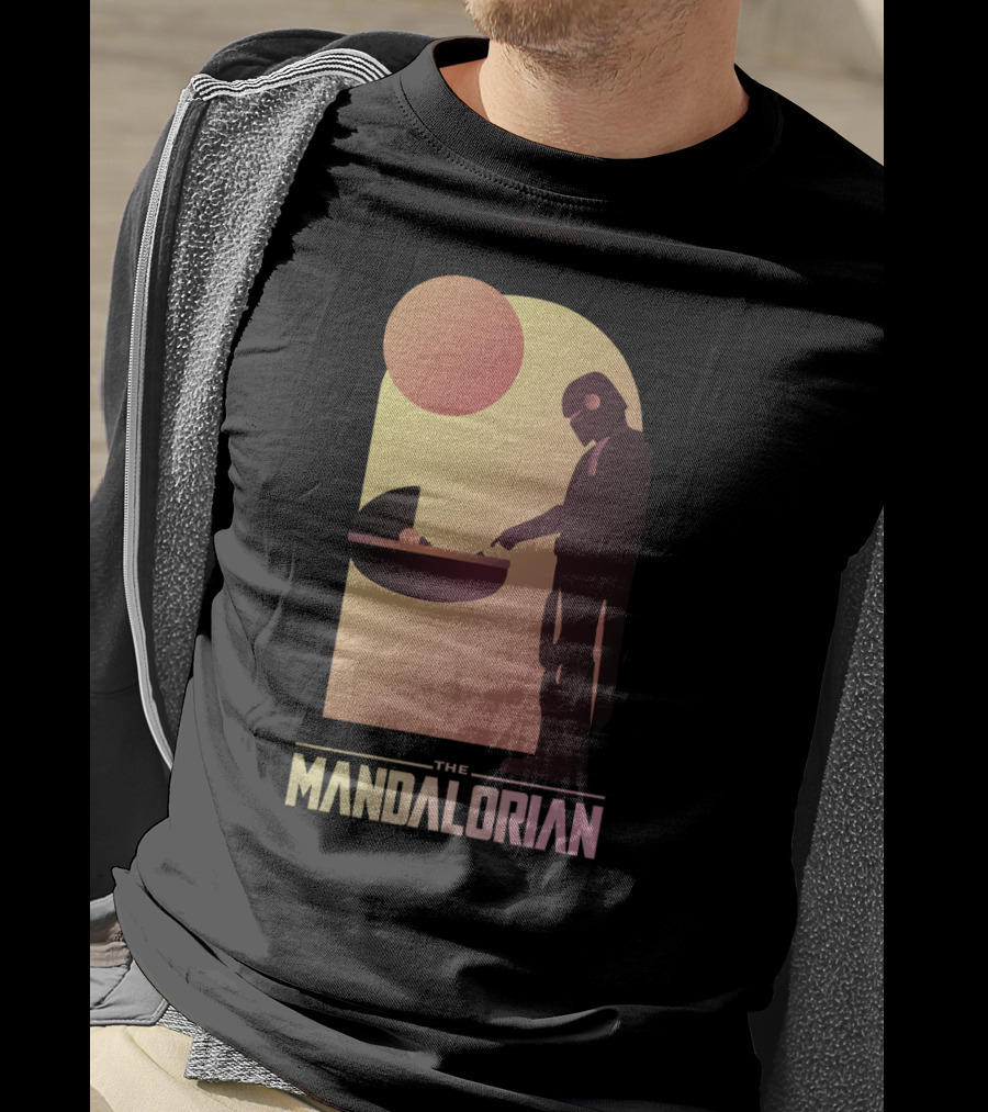 The Mandalorian Bounty Hunter Encounter Sunset Scene T-Shirt