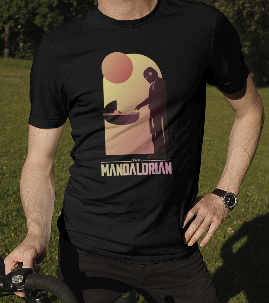 The Mandalorian Bounty Hunter Encounter Sunset Scene T-Shirt