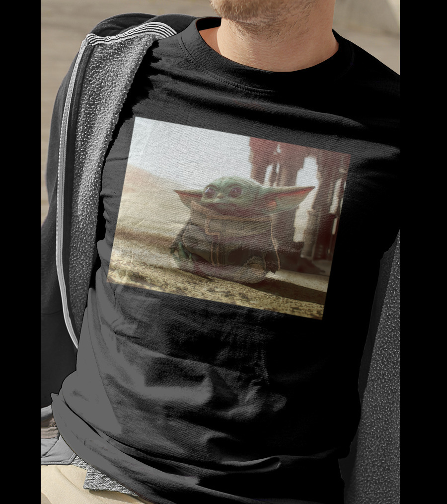 The Child Square Mandalorian Baby Yoda On Tatooine Desert T-Shirt