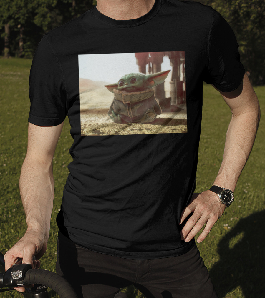The Child Square Mandalorian Baby Yoda On Tatooine Desert T-Shirt
