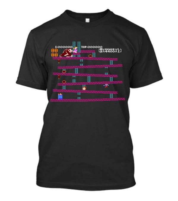 Donkey Kong Arcade Game Pixel Art 1981 Video Game Score Challenge T-Shirt
