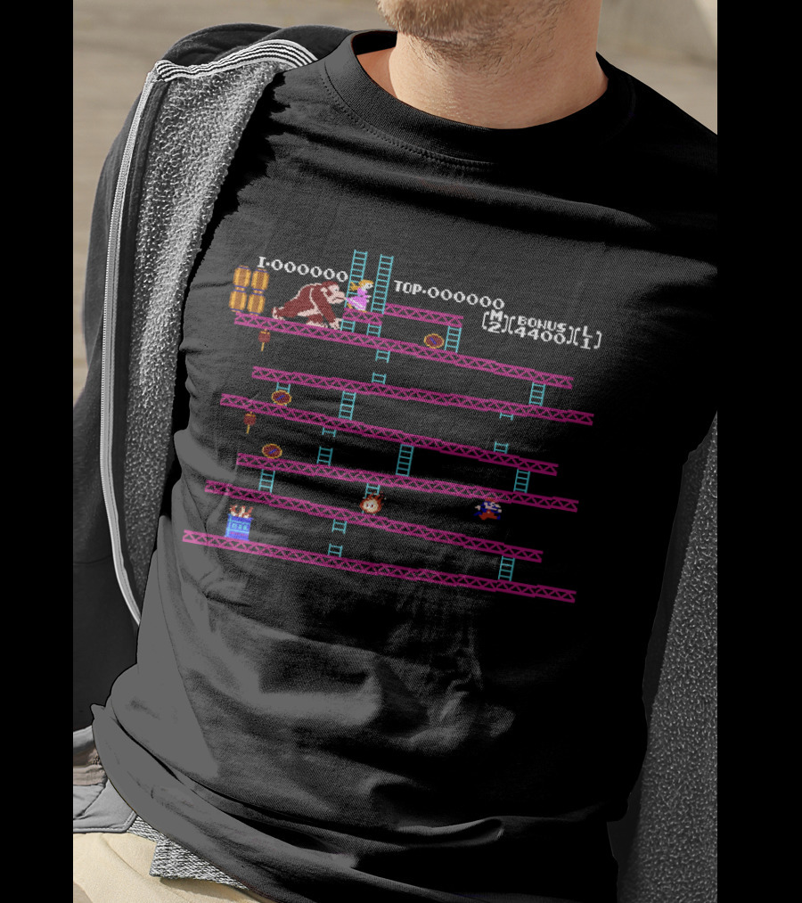 Donkey Kong Arcade Game Pixel Art 1981 Video Game Score Challenge T-Shirt