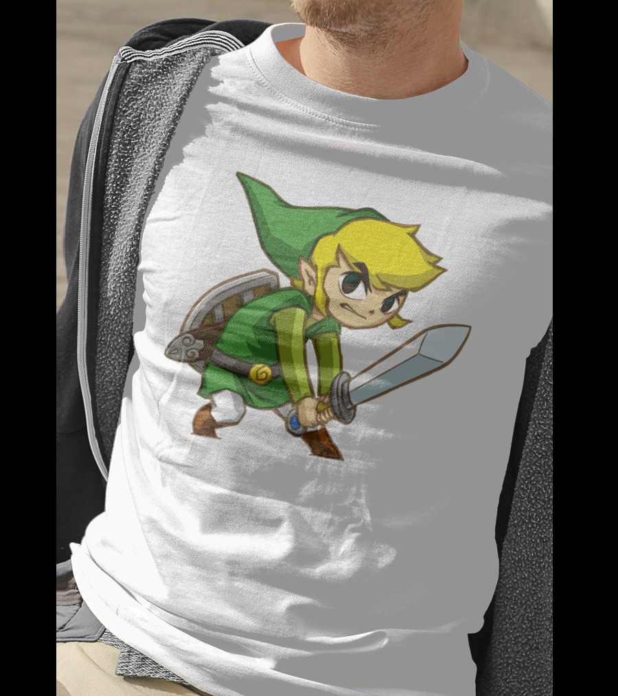 The Legend Of Zelda Link Holding Sword In Green Tunic And Hat T-Shirt