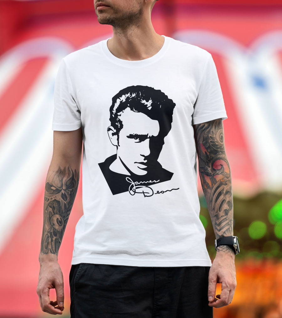 James Dean Portrait with Signature T-Shirt