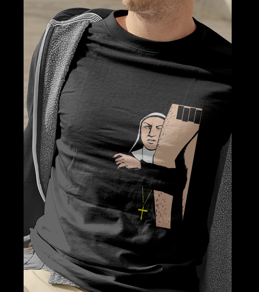 Black Flag Slip It In Nun With Cross And Legs (Red) T-Shirt