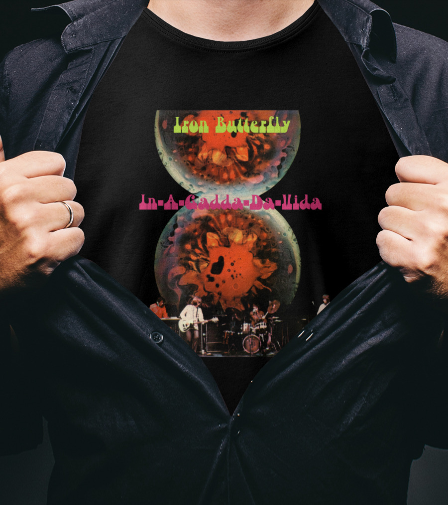 Iron Butterfly In-A-Gadda-Da-Vida Album Cover Retro Band Performance T-Shirt
