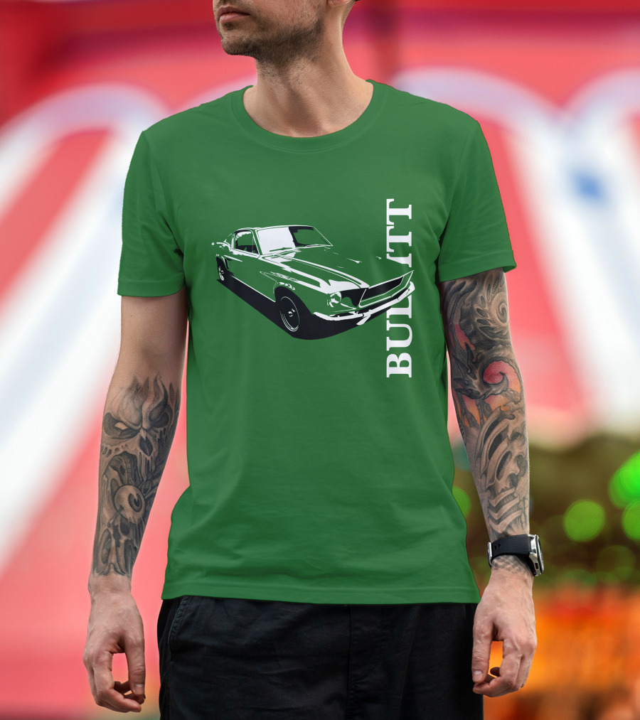 Bullitt Classic Car Green Mustang T-Shirt