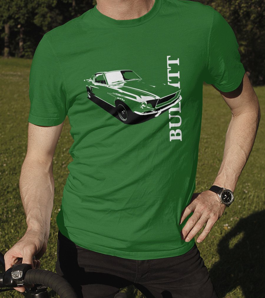 Bullitt Classic Car Green Mustang T-Shirt