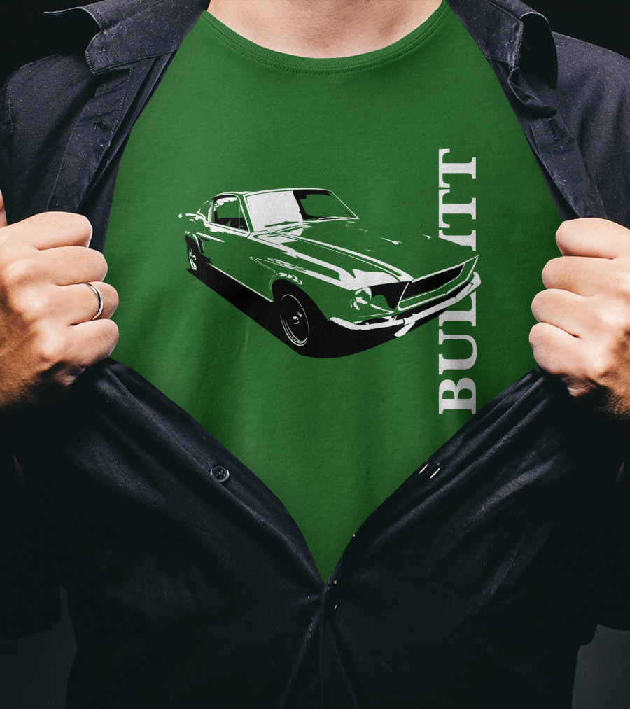 Bullitt Classic Car Green Mustang T-Shirt