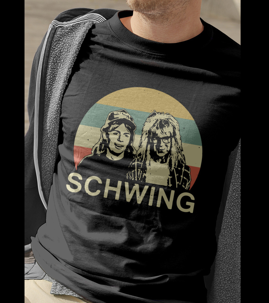 Wayne's World Schwing Retro Vintage Stripes T-Shirt