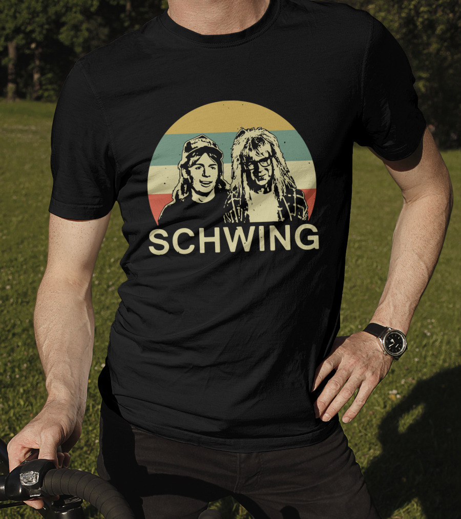 Wayne's World Schwing Retro Vintage Stripes T-Shirt