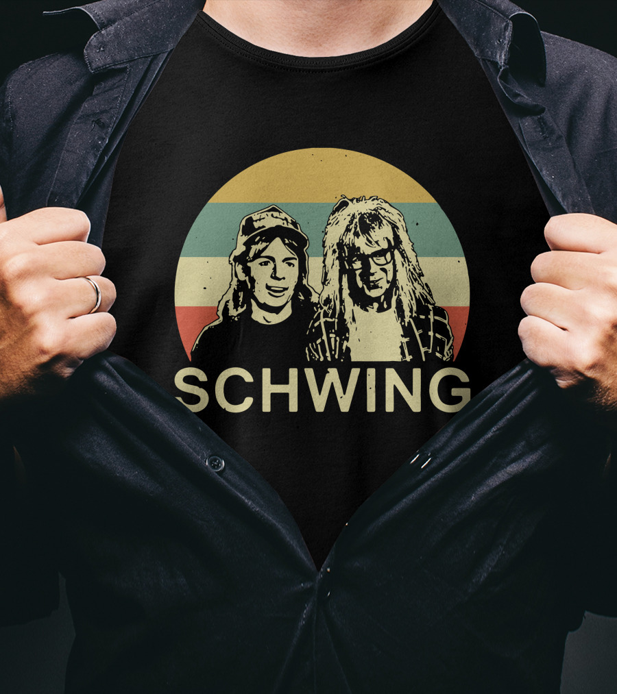 Wayne's World Schwing Retro Vintage Stripes T-Shirt