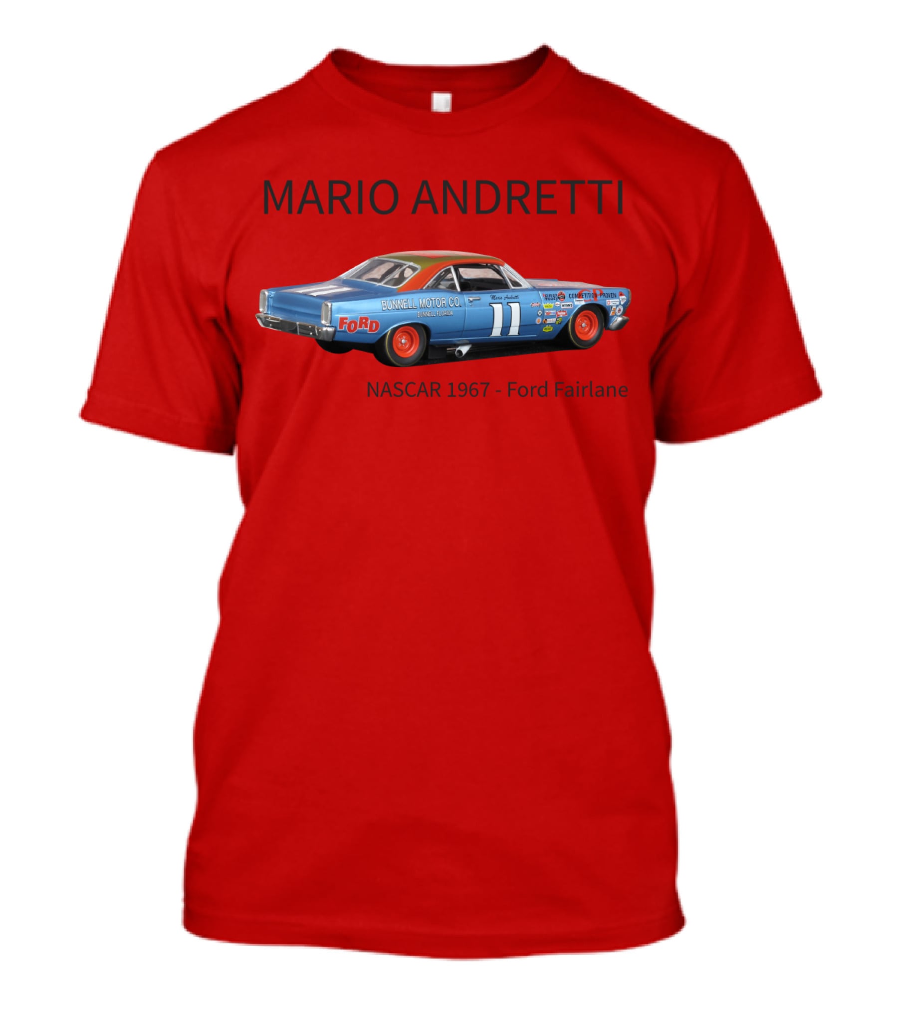 Mario Andretti 1967 NASCAR Ford Fairlane Holman Moody Racing Car Model T-Shirt