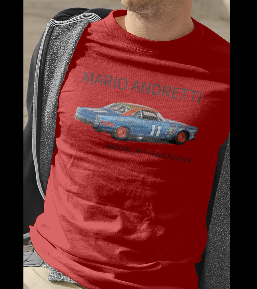 Mario Andretti 1967 NASCAR Ford Fairlane Holman Moody Racing Car Model T-Shirt