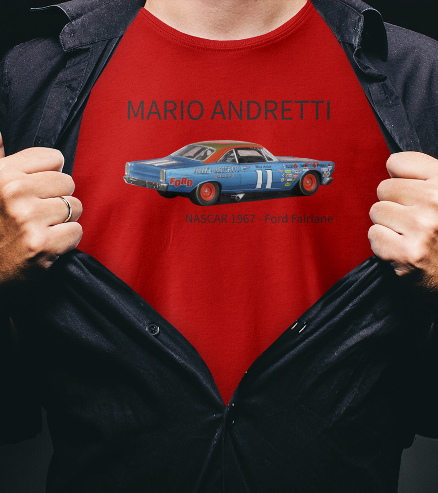 Mario Andretti 1967 NASCAR Ford Fairlane Holman Moody Racing Car Model T-Shirt