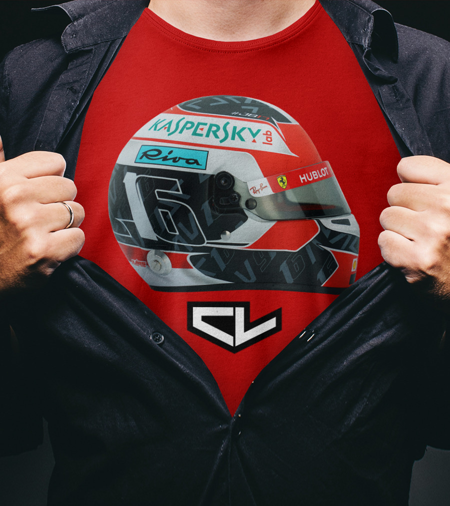 Kaspersky Riva Hublot Ferrari F1 Helmet CL Charles Leclerc 16 T-Shirt