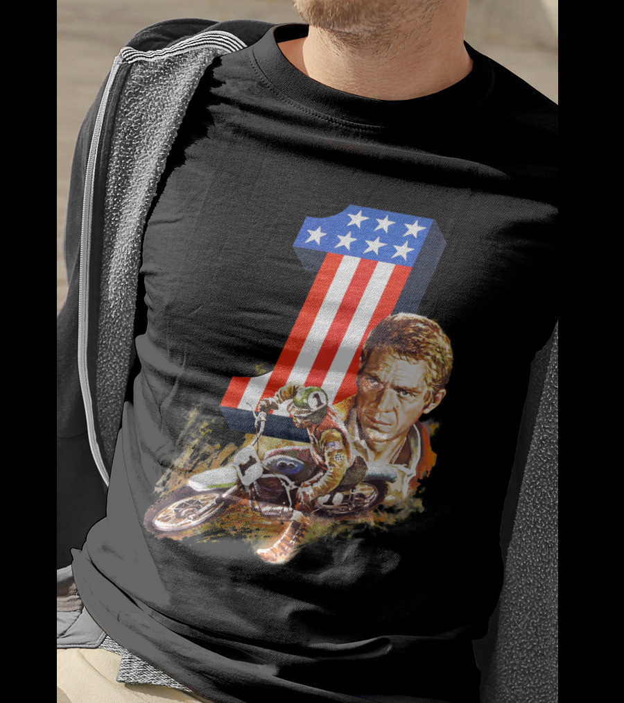 Steve McQueen Motorcycle Number One On Any Sunday T-Shirt