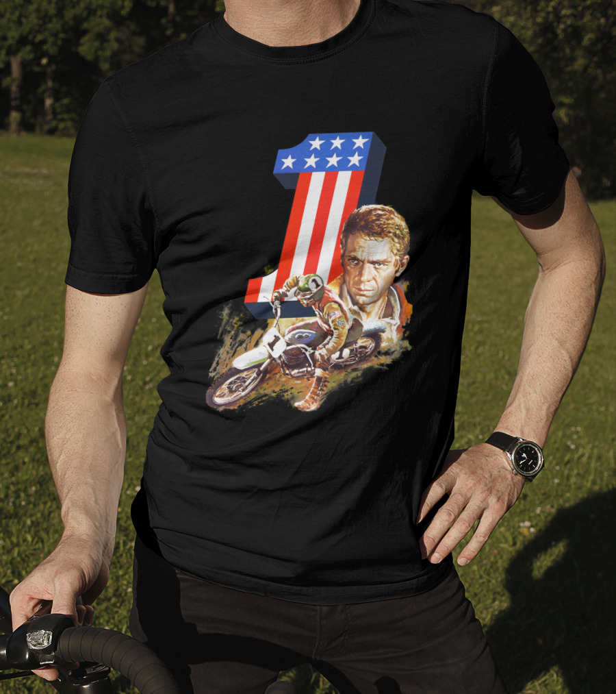Steve McQueen Motorcycle Number One On Any Sunday T-Shirt
