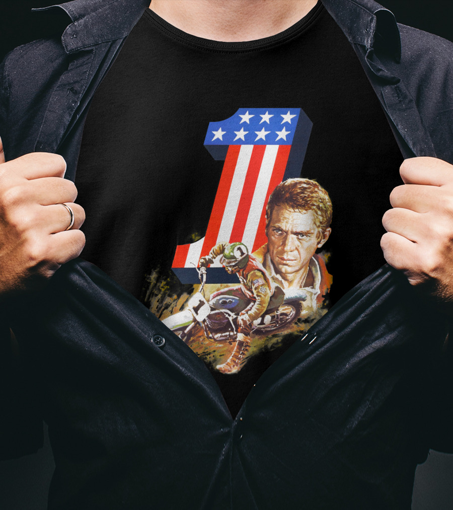 Steve McQueen Motorcycle Number One On Any Sunday T-Shirt