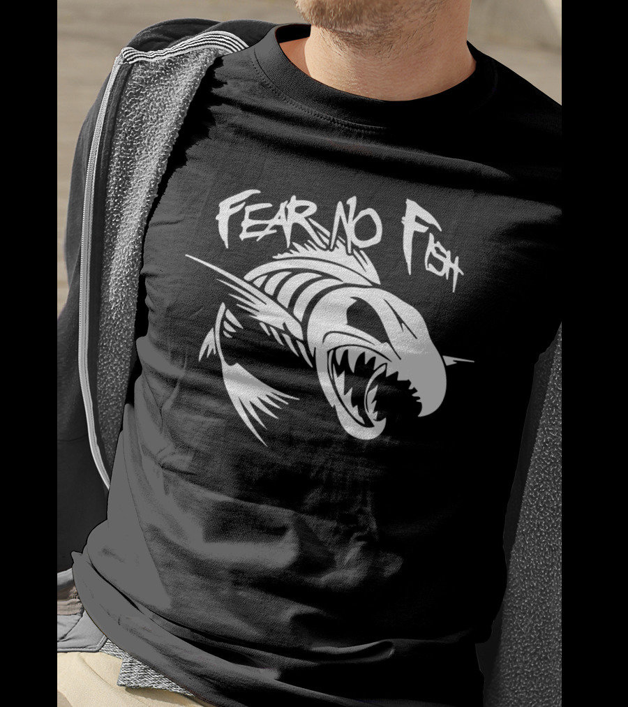Fear No Fish Aggressive Fish Skeleton T-Shirt