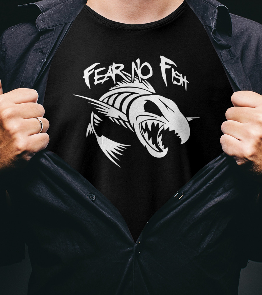 Fear No Fish Aggressive Fish Skeleton T-Shirt