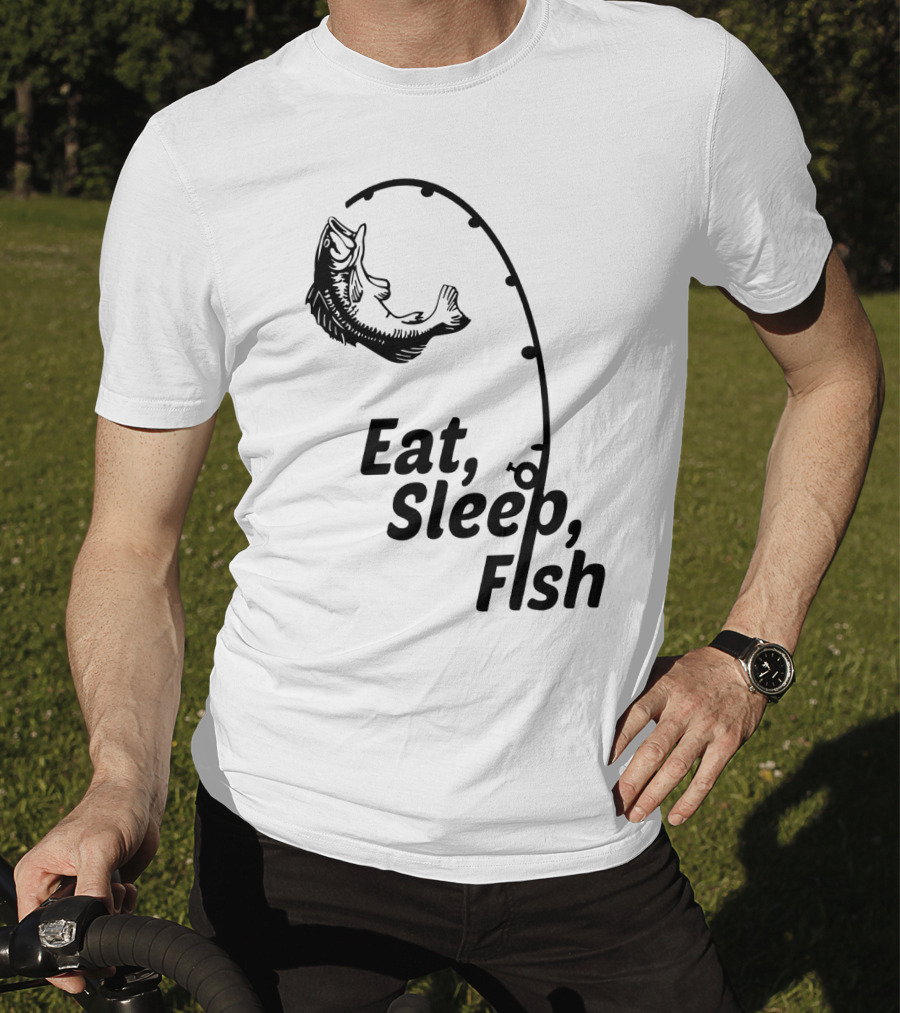 Eat Sleep Fish Fishing Rod And Jumping Fish T-Shirt
