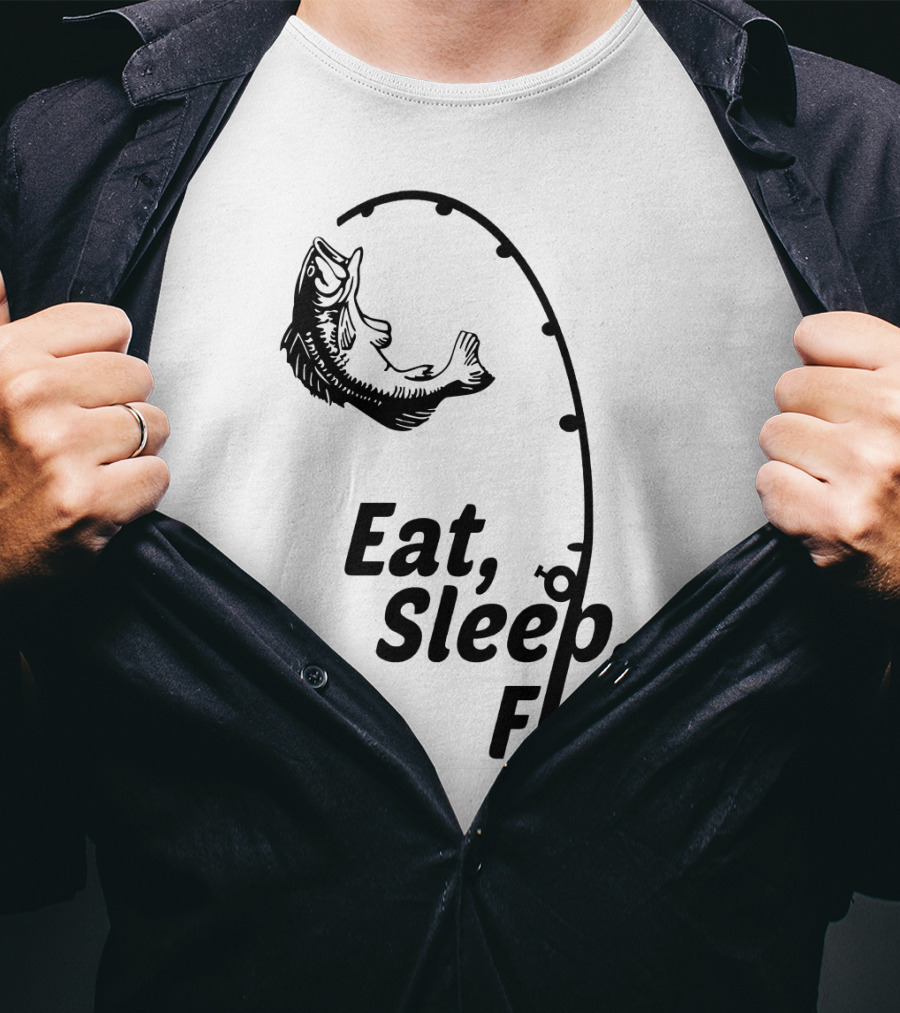 Eat Sleep Fish Fishing Rod And Jumping Fish T-Shirt
