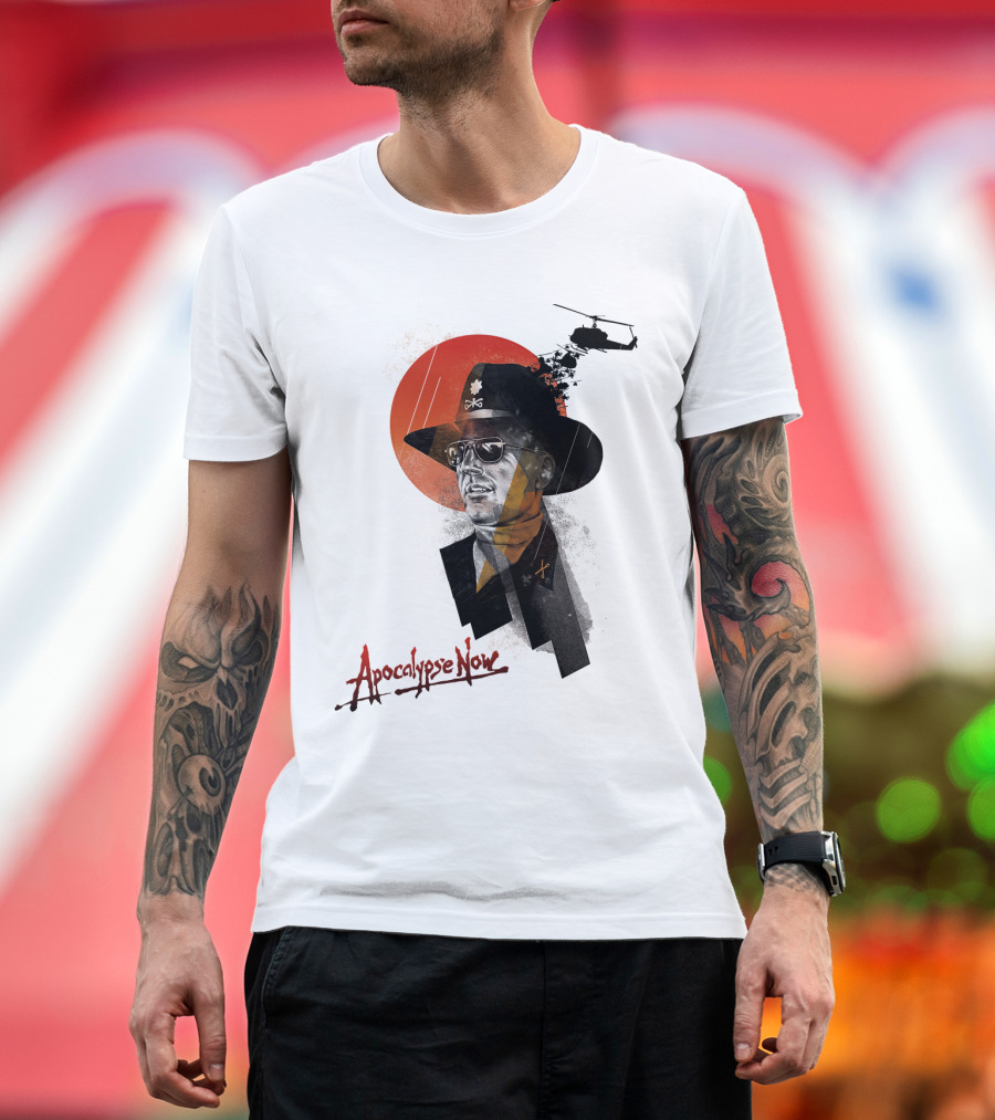 Apocalypse Now Helicopter and Soldier with Red Sun Iconography T-Shirt
