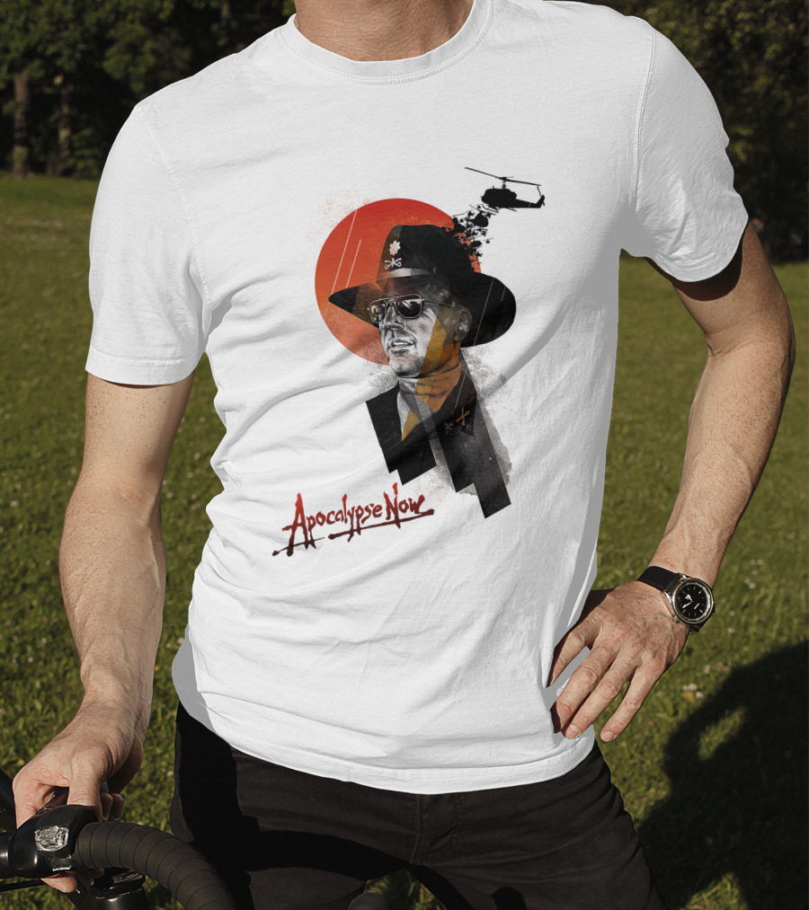 Apocalypse Now Helicopter And Soldier With Red Sun Iconography T-Shirt