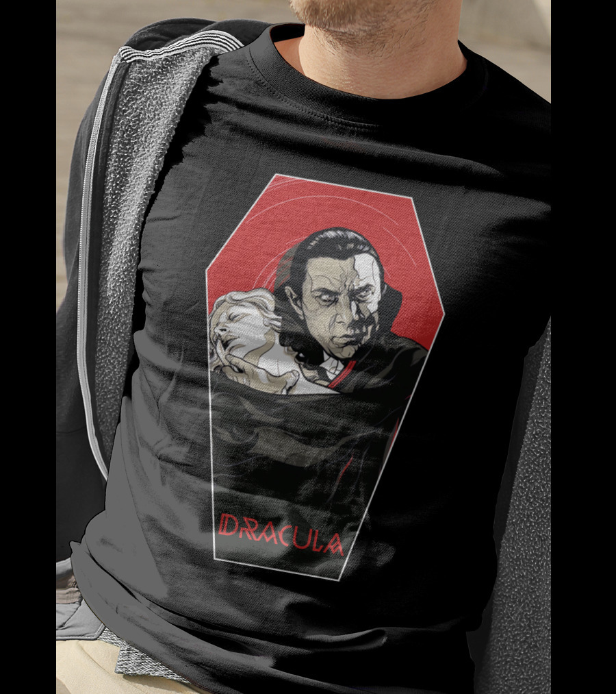 Dracula 1931 Bela Lugosi Vampire Horror Coffin Red Black Iconic Film T-Shirt
