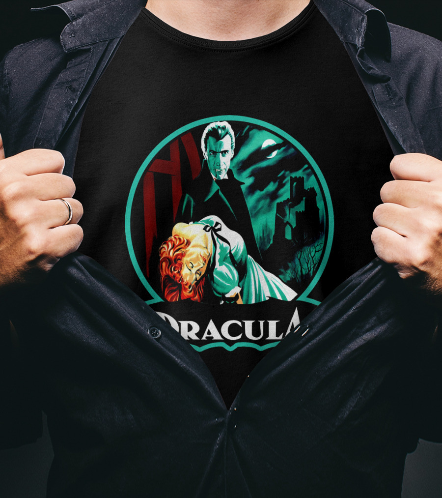 Dracula Bela Lugosi Vintage Horror Gothic Castle Dark Moonlit Night T-Shirt