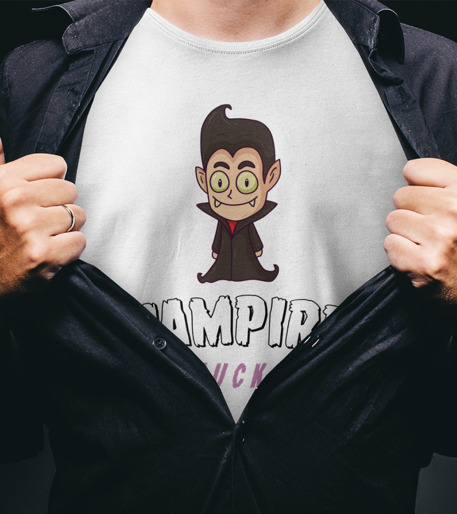 Halloween Season Greetings Vampire Sucks Cartoony Character T-Shirt